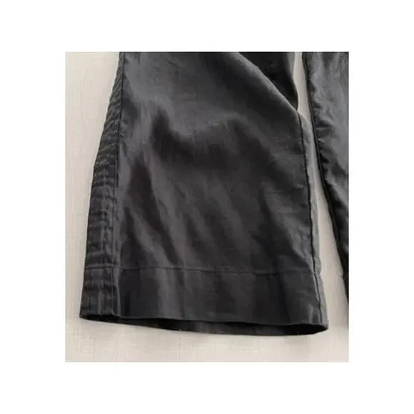 Quince Sz M Wide Leg Linen Pants Black Elastic Breezy Vacation Travel Relaxed - Picture 10 of 16
